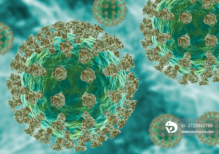 Seasonal influenza virus microscopic view