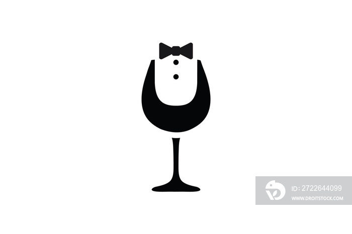 Butler wine party logo template design. symbol illustration.