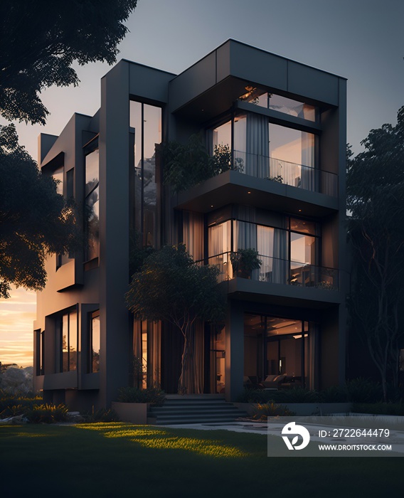 Photo of a modern apartment building with balconies and large windows