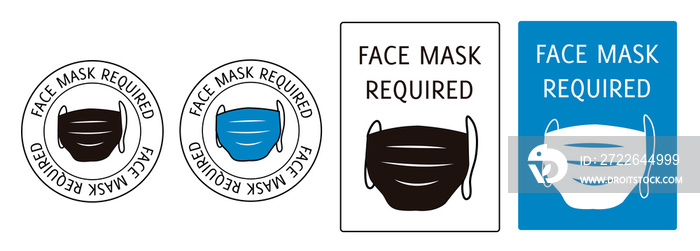 Set of signs face mask required