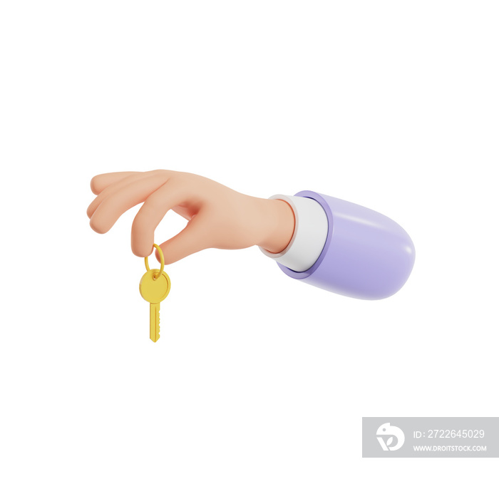 3d cartoon hand holding house key