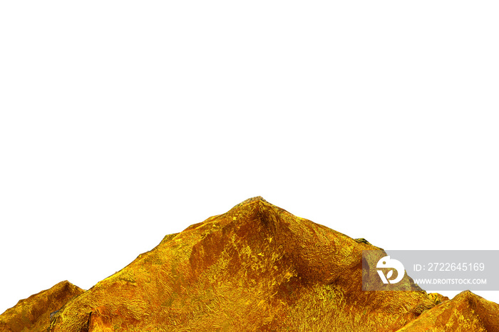 Gold mountain or gold island, gold nugget and space for financial business concept. 3d render.