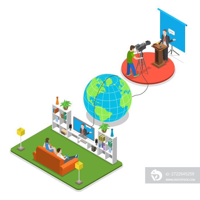 Live report isometric flat  concept.