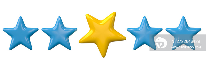 3d rendering, Five stars isolated on transparent background