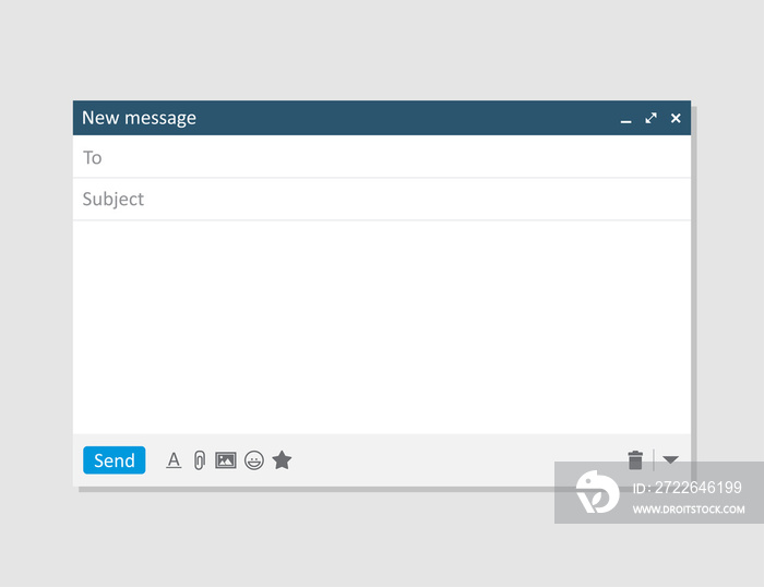 Email blank template internet mail frame interface for mail message