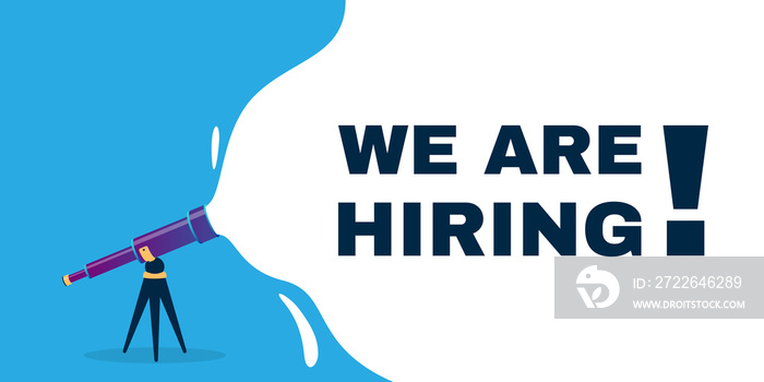 We are hiring with telescope illustration