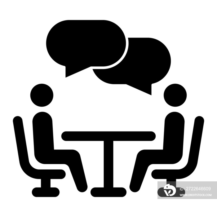 Interview or meeting icon. Conference sign illustration