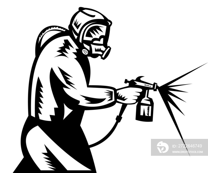 illustration of a spray painter at work