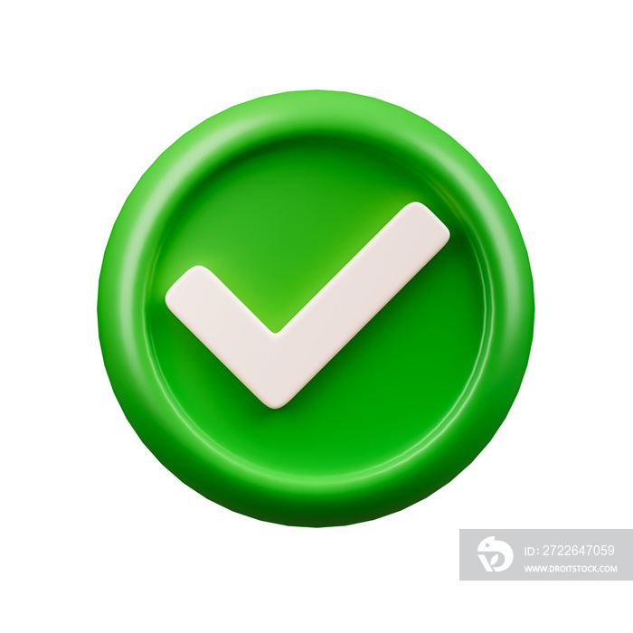 Green check mark icon 3d element Illustration