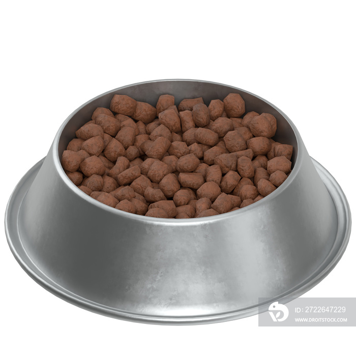 3D rendering  of a dog bowl with food