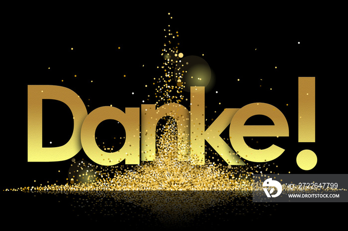 danke in golden stars and black background