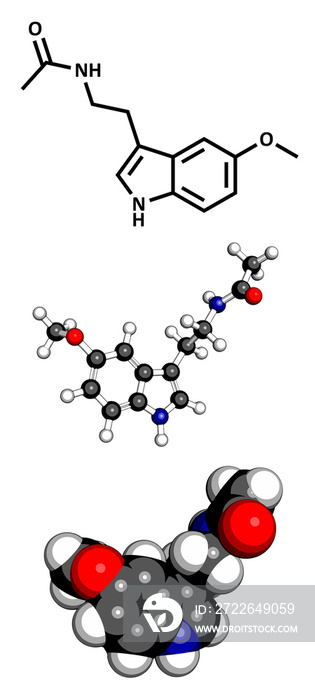 melatonin hormone, molecular model.