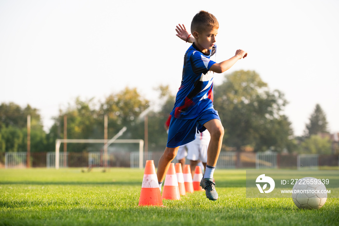 Boy Soccer Player In Training.