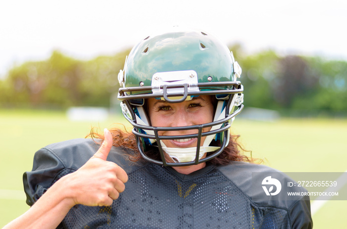 Motivated young female American football player