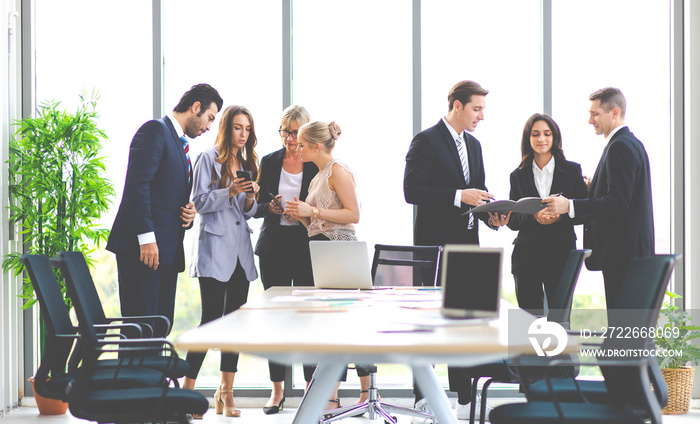 Multiethnic Business people Meeting In Boardroom at modern office. Brainstorming, Corporate business team in a meeting. Analyze and discussion concept..