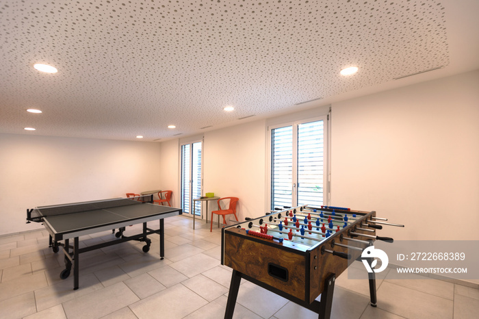 Games room with table tennis and table football