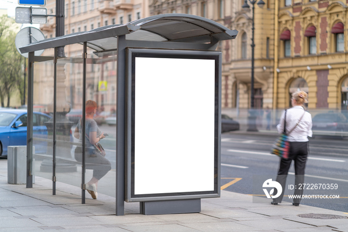 Outdoor advertising mockup for advertising in the bus shelter