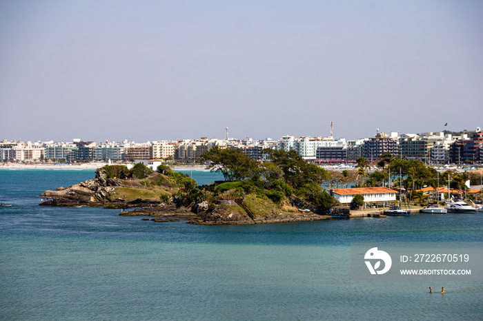 Panoramic view of Fort Sao Mateus from the Fort Lookout, Cabo Frio, Rio de Janeiro, Brazil.