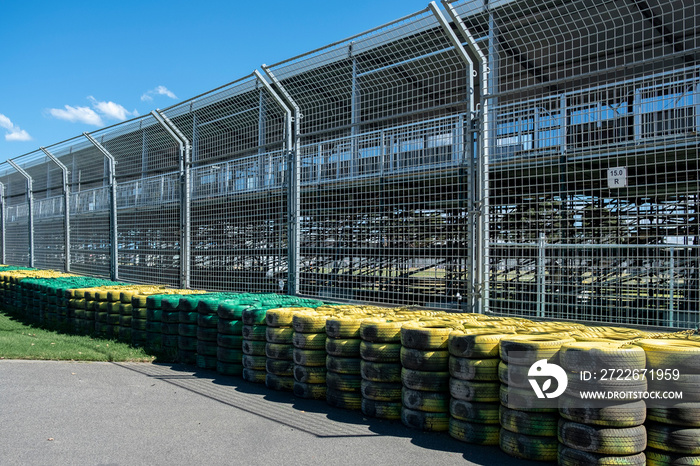 Security and Shock Dampeners Tires on a Motorsports Racing Track