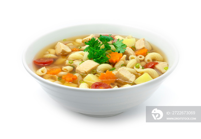 Macaroni Soup with Chicken,tomato,potato,carrots and onion