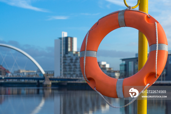 Life Preserver on the River Clyde in Glasgow Scotland