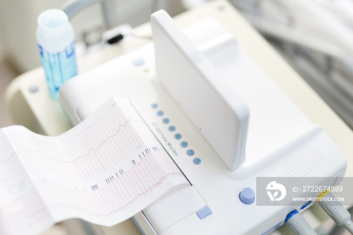 Cardiotocograph device  in a hospital  to examine  fetus heartbeat and make cardiogram while pregnancy