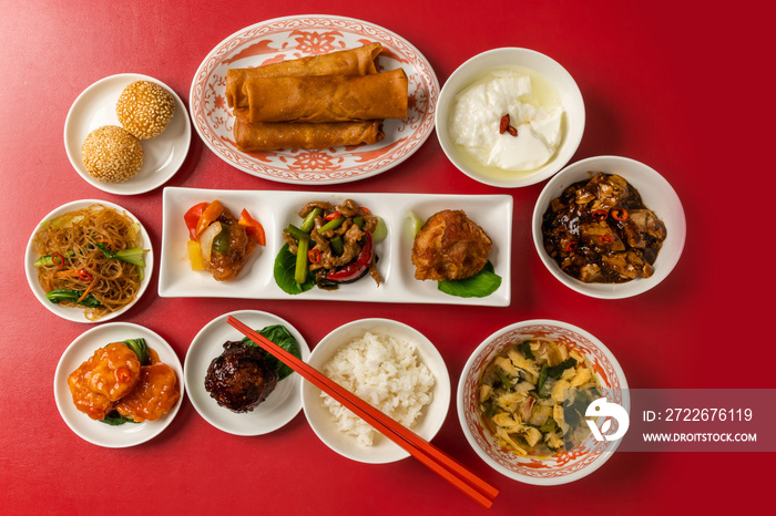 中華料理　集合　Delicious Chinese food group photo