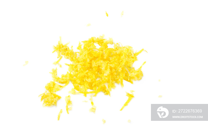 lemon zest isolated on white background. healthy food