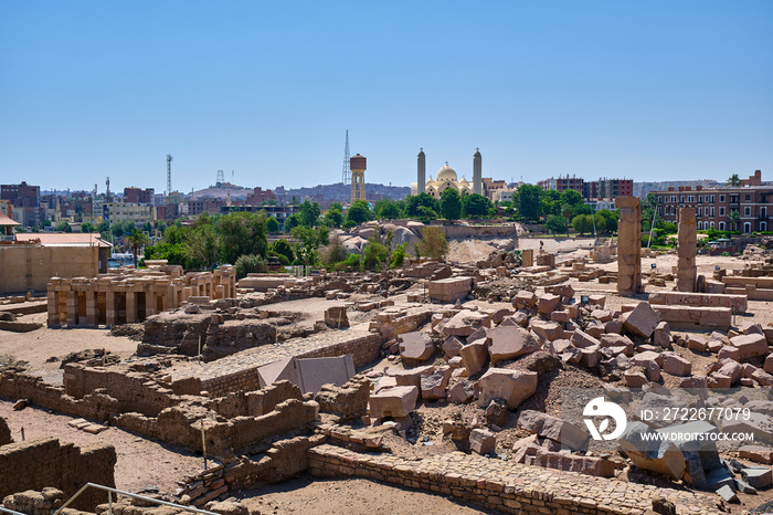 ruins in the elephantine island in aswan, egypt