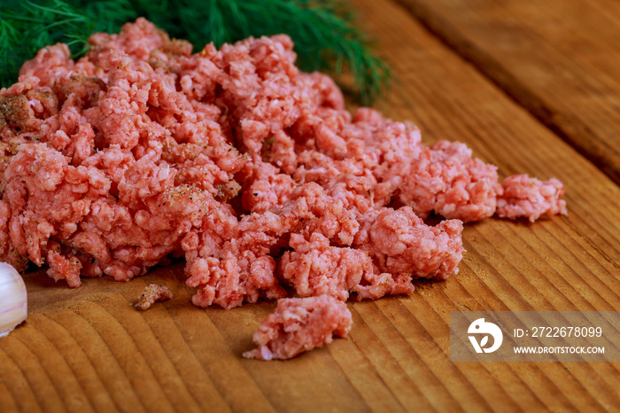 Raw Minced meat with Ground beef. Minced meat close up