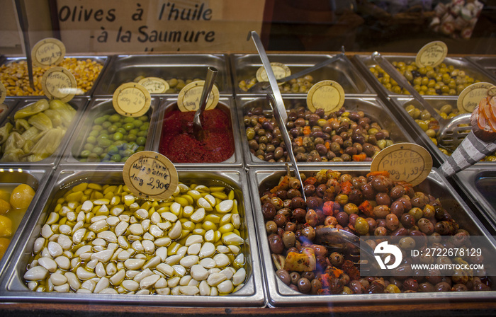 Olives at a farmers market in Nice, France