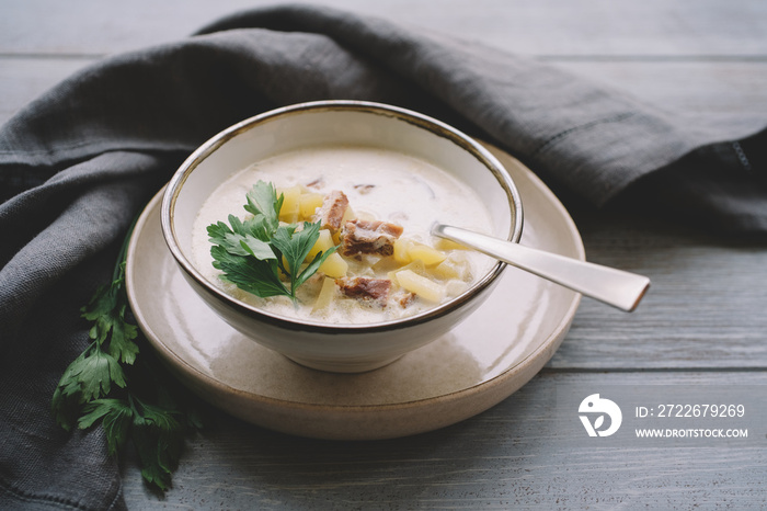 Creamy Fish Soup with Potatoes. Cullen skinkscottish traditional soup