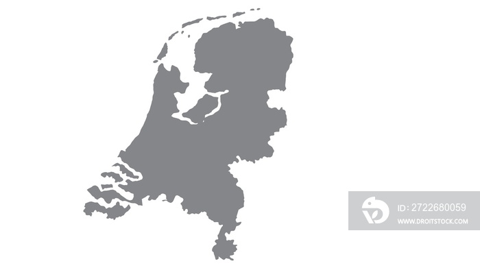 Netherlands  map with gray tone on  white background,illustration,textured , Symbols of Netherlands