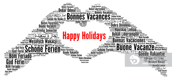 Happy holidays word cloud in different languages