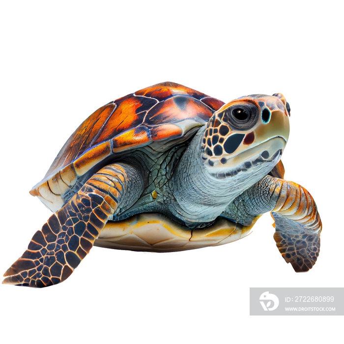 sea turtle isolated on white with clipping path