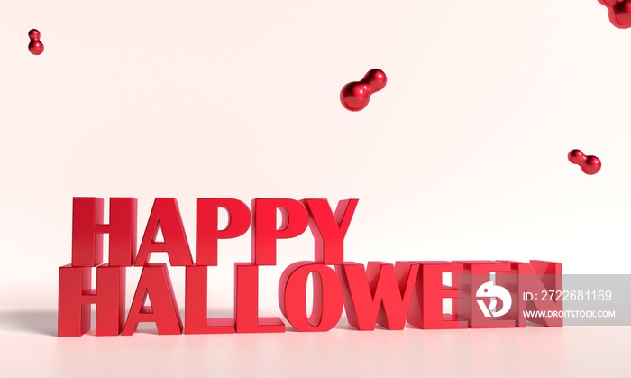 Happy Halloween. Festive background with realistic 3d red, golden spider web and flying bats.