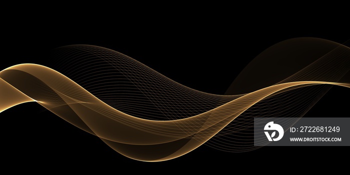 Golden wave on black background , luxury modern concept. Futuristic  illustration for design