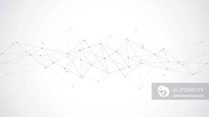 Abstract polygonal background with connecting dots and lines. Global network connection, digital technology and communication concept.