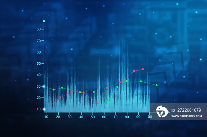 2d rendering Stock market online business concept. business Graph