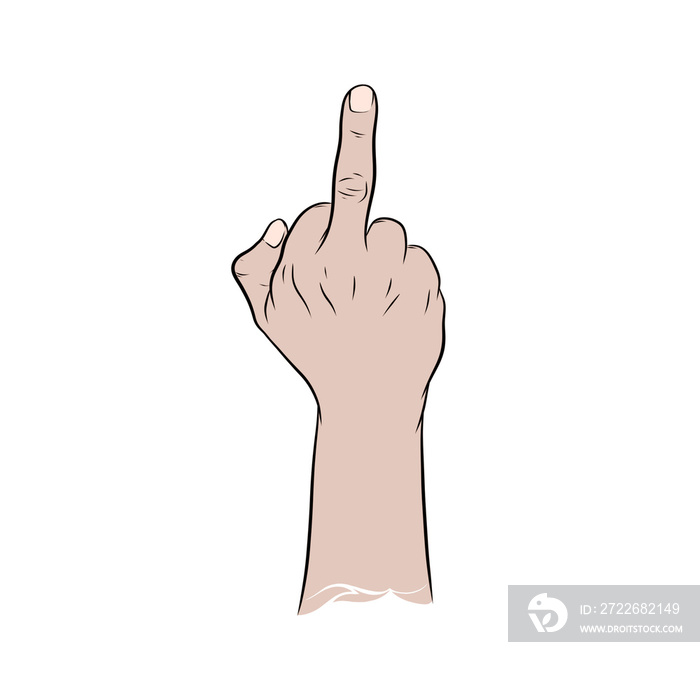 hand showing middle finger. fuck you symbol