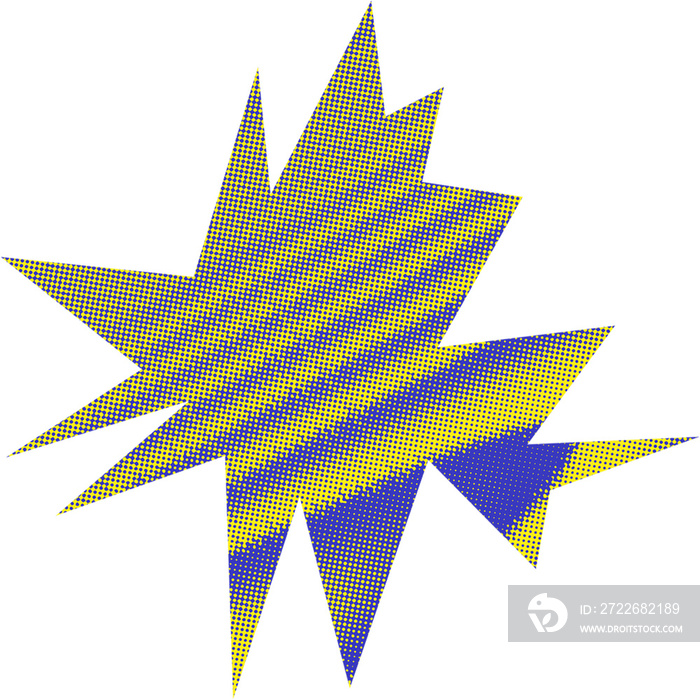 Abstract transparent halftone grunge burst shape.