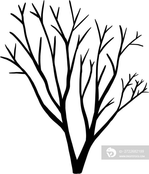 simplicity halloween dead tree freehand drawing silhouette flat design.