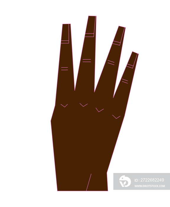 Diverse Hand Signals Number 4 ASL Dark Skin Tone