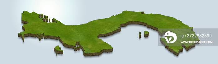 3D map illustration of Panama