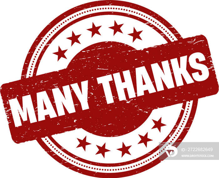 Many Thanks grunge rubber stamp vector illustration.