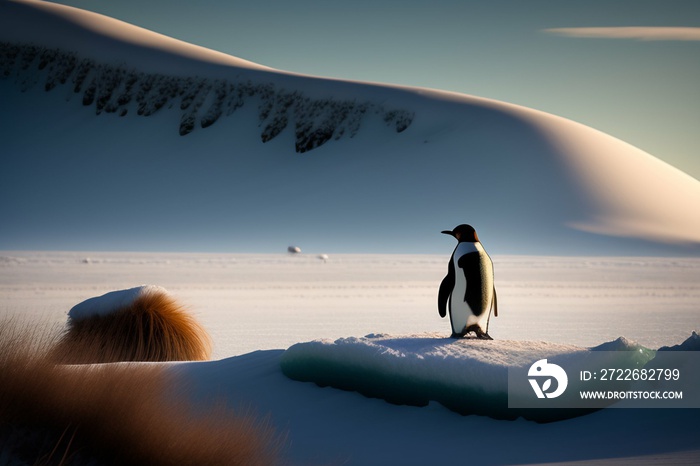 penguin sunset on the beach