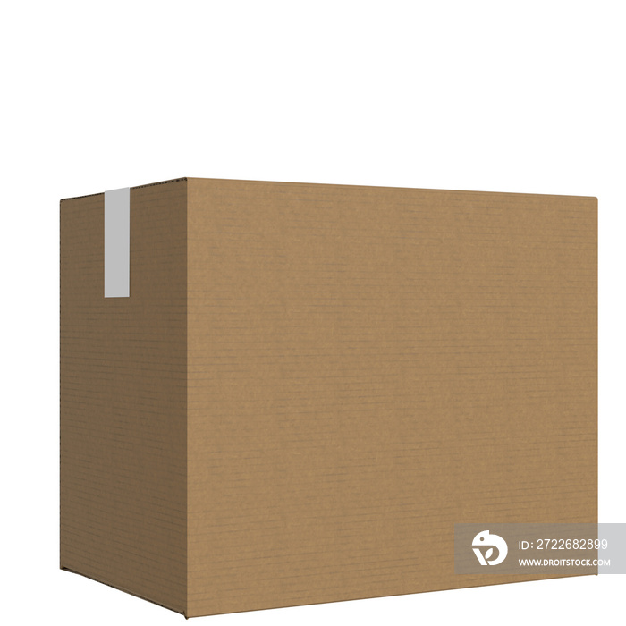 3d rendering illustration of a closed cardboard box