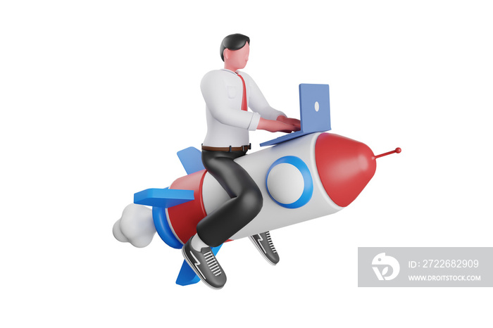 Launching Startup  3d illustration