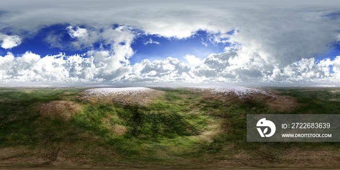 Winter landscape, HDRI, environment map , Round panorama, spherical panorama, equidistant projection, 360 high resolution panorama, 3d rendering