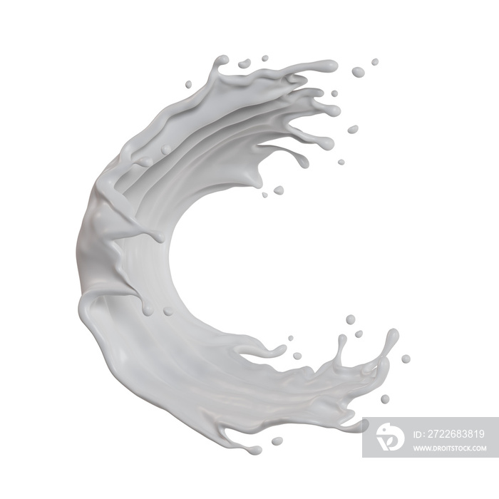 milk isolated splashes wave. 3D render